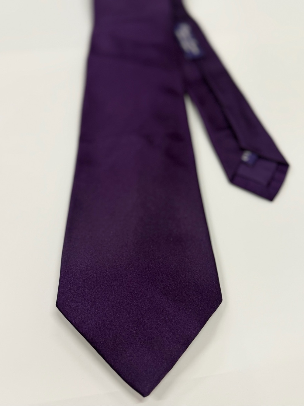 Ralph Lauren Purple Label Solid Silk Tie, Handmade in England